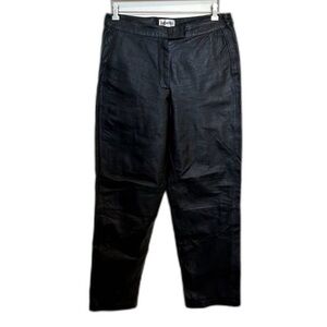 Genuine 100% Leather Pants Black High Rise Zip Closure Biker 12